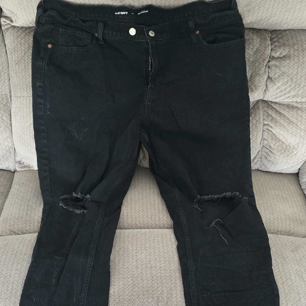 Old Navy Black Boyfriend Jeans Distressed Style